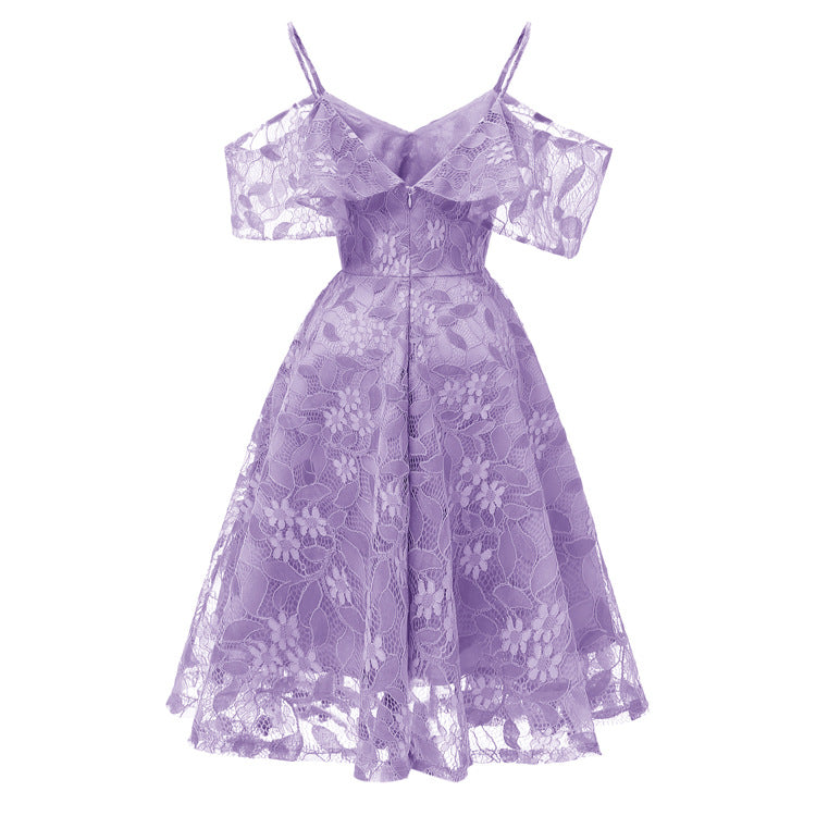 Women's Autumn Bridesmaid Dress Strap Lace Sexy Dresses