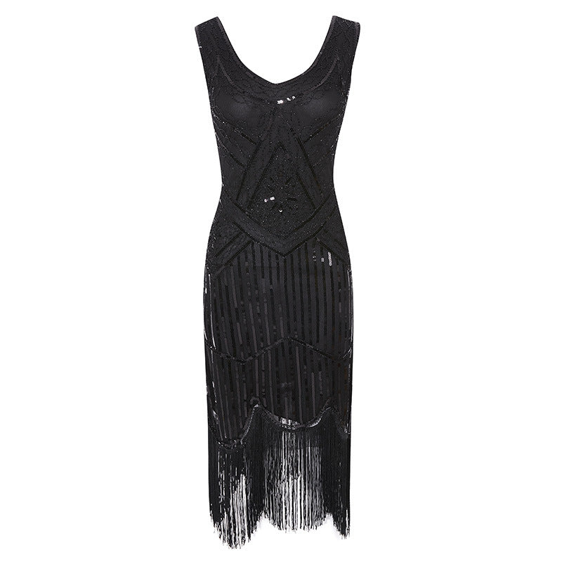 Retro Sequin Formal Dress Beaded Tassel Wedding Dresses