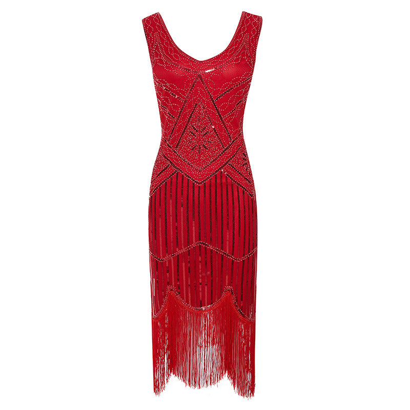 Retro Sequin Formal Dress Beaded Tassel Wedding Dresses