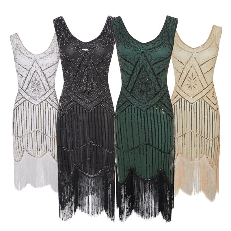 Retro Sequin Formal Dress Beaded Tassel Wedding Dresses