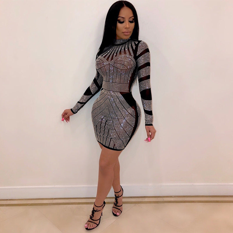 Women's Popular Fashion Rhinestone Nightclub Dress Dresses