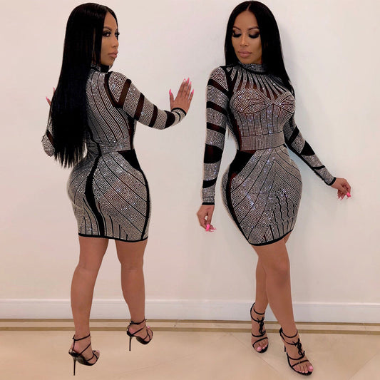 Women's Popular Fashion Rhinestone Nightclub Dress Dresses