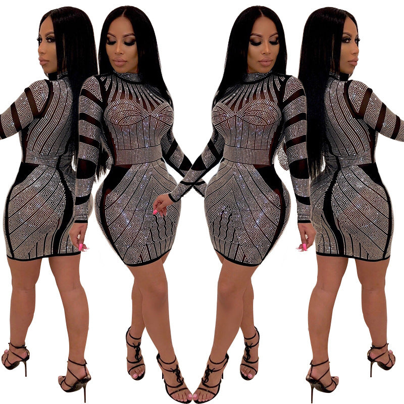 Women's Popular Fashion Rhinestone Nightclub Dress Dresses
