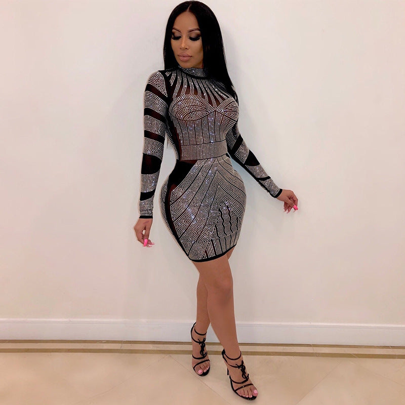 Women's Popular Fashion Rhinestone Nightclub Dress Dresses
