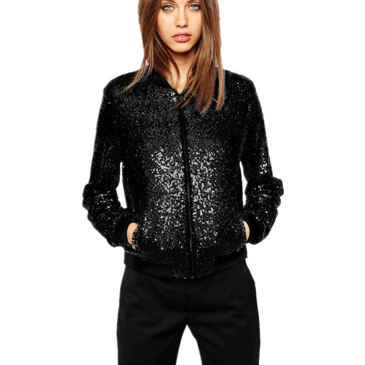 Fashion Sports Style Full Sequined Baseball Jackets
