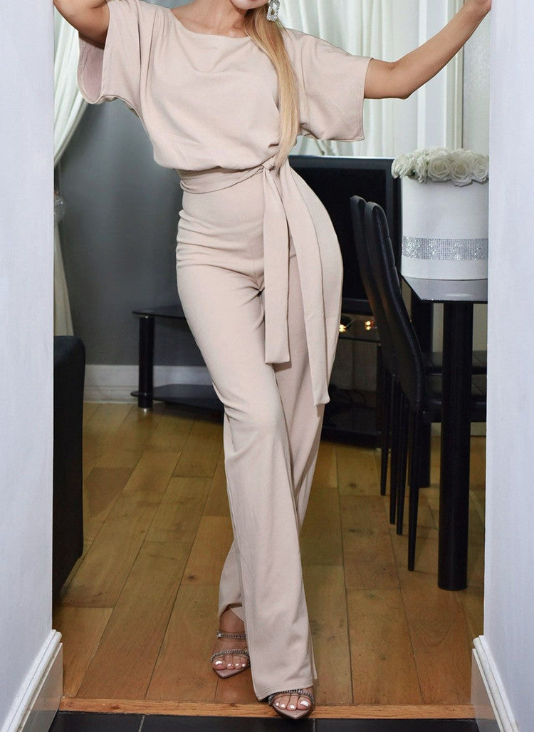 Women's Color Summer Fashion Button Sleeve Pants