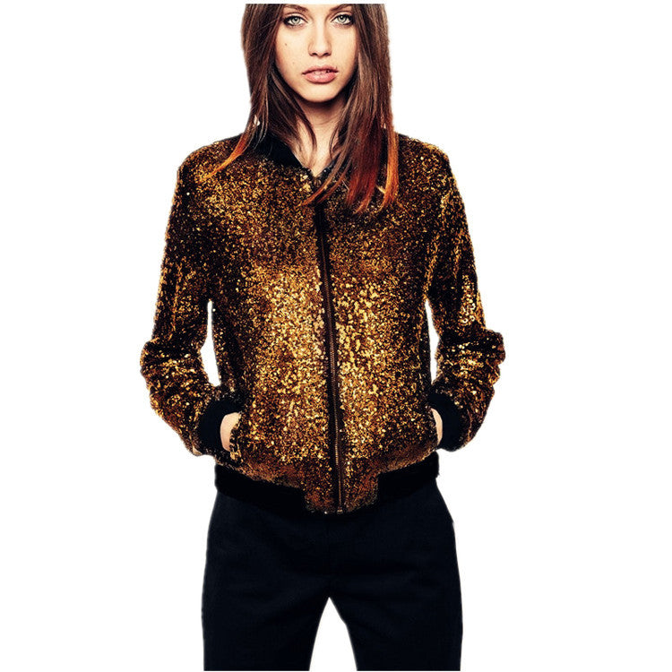 Fashion Sports Style Full Sequined Baseball Jackets