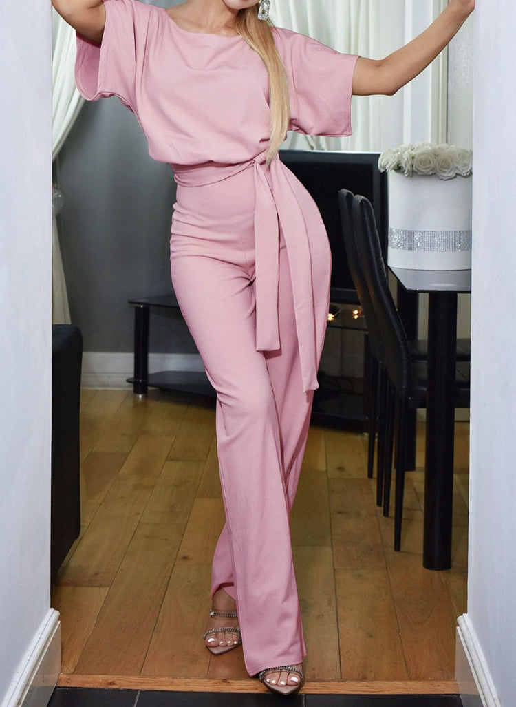 Women's Color Summer Fashion Button Sleeve Pants