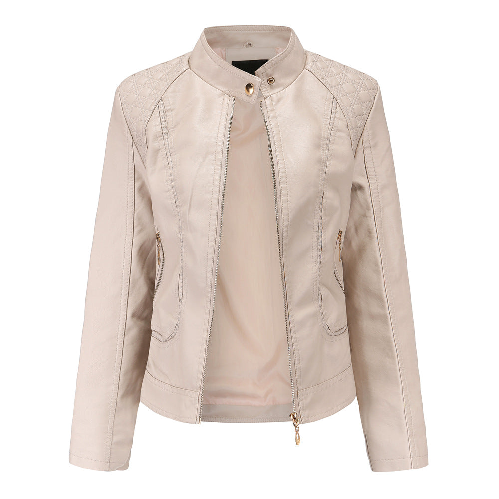 Women's Stylish Leather Temperament Stand Collar Jackets