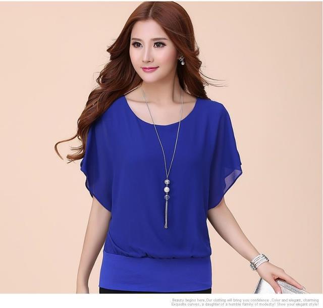 Women's Summer Large Solid Color Sweet Short-sleeved T-shirt Blouses