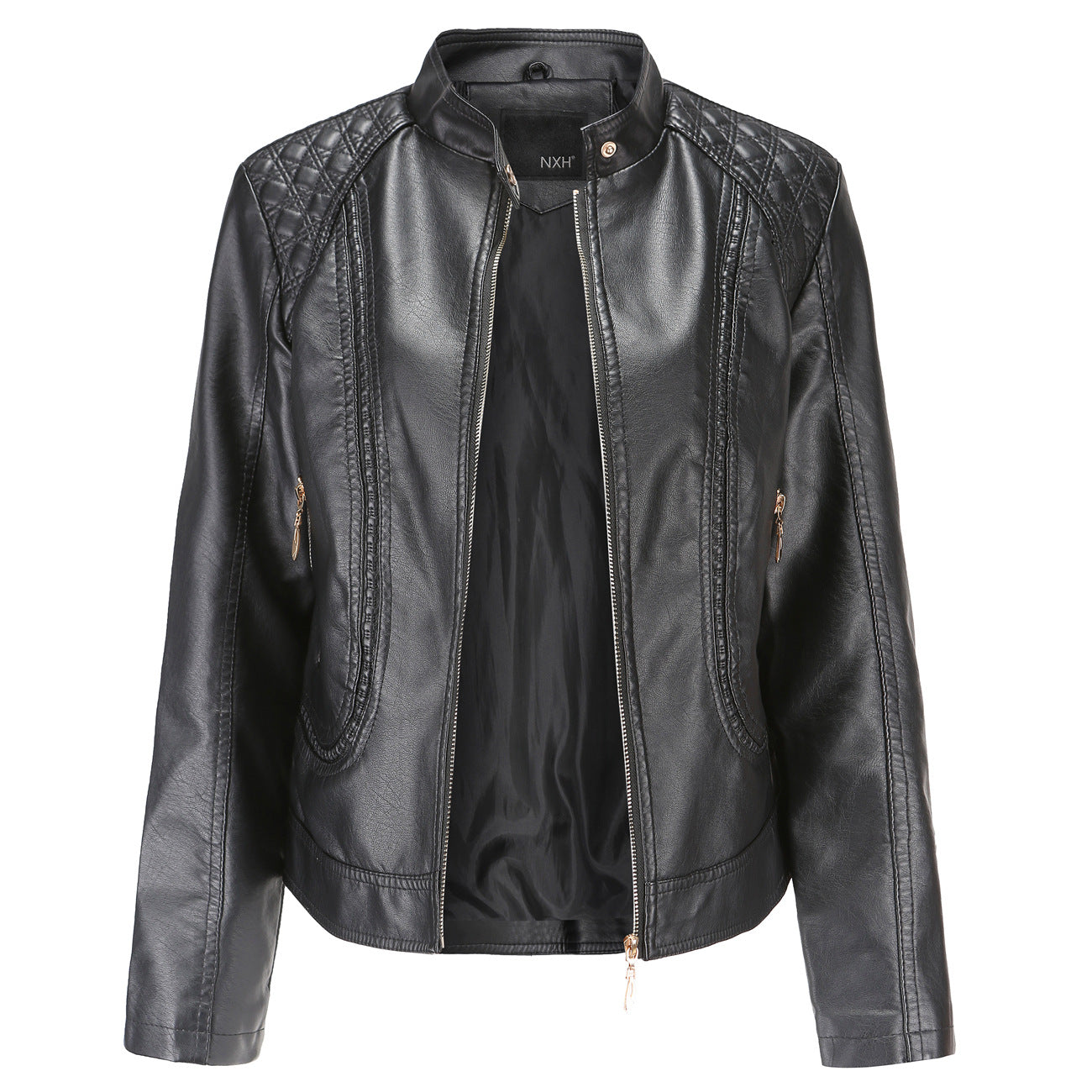 Women's Stylish Leather Temperament Stand Collar Jackets
