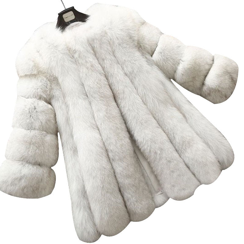 Women's Faux Fur Fox Mid-length Artificial Coats