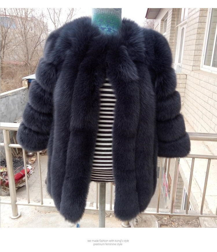 Women's Faux Fur Fox Mid-length Artificial Coats