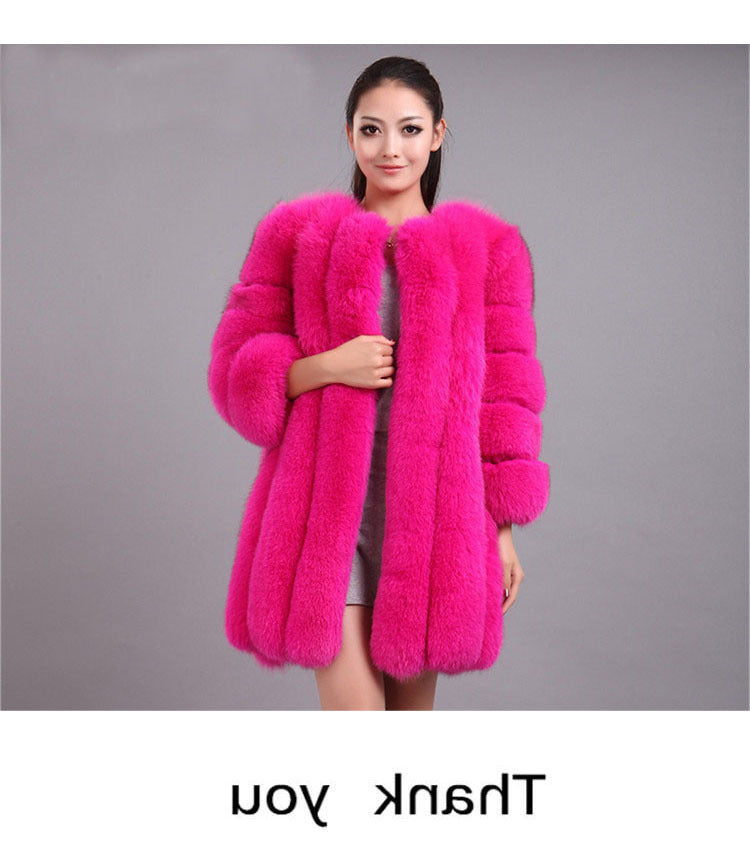 Women's Faux Fur Fox Mid-length Artificial Coats