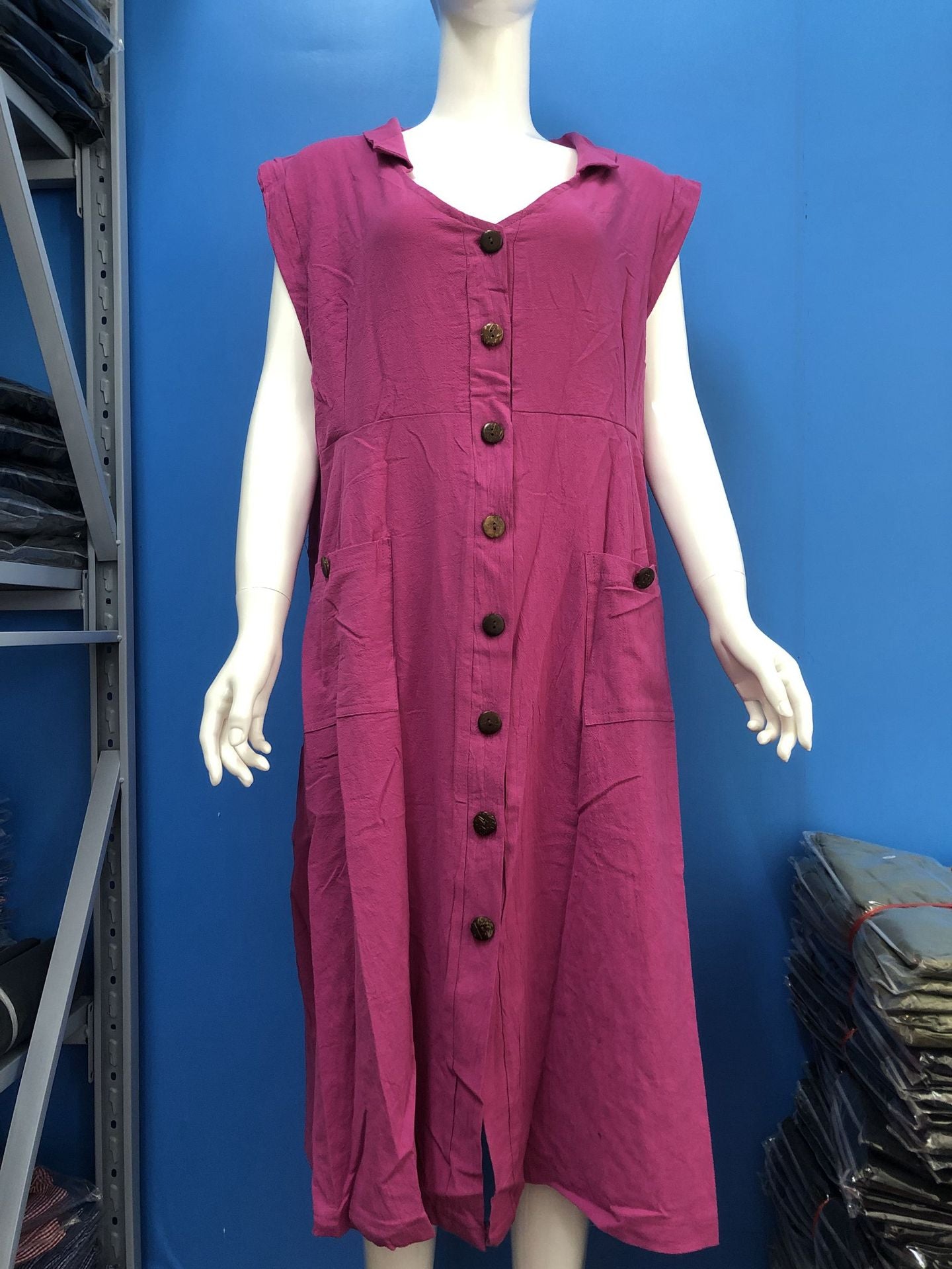 Single Breasted Clinch Dress Pocket Design Dresses
