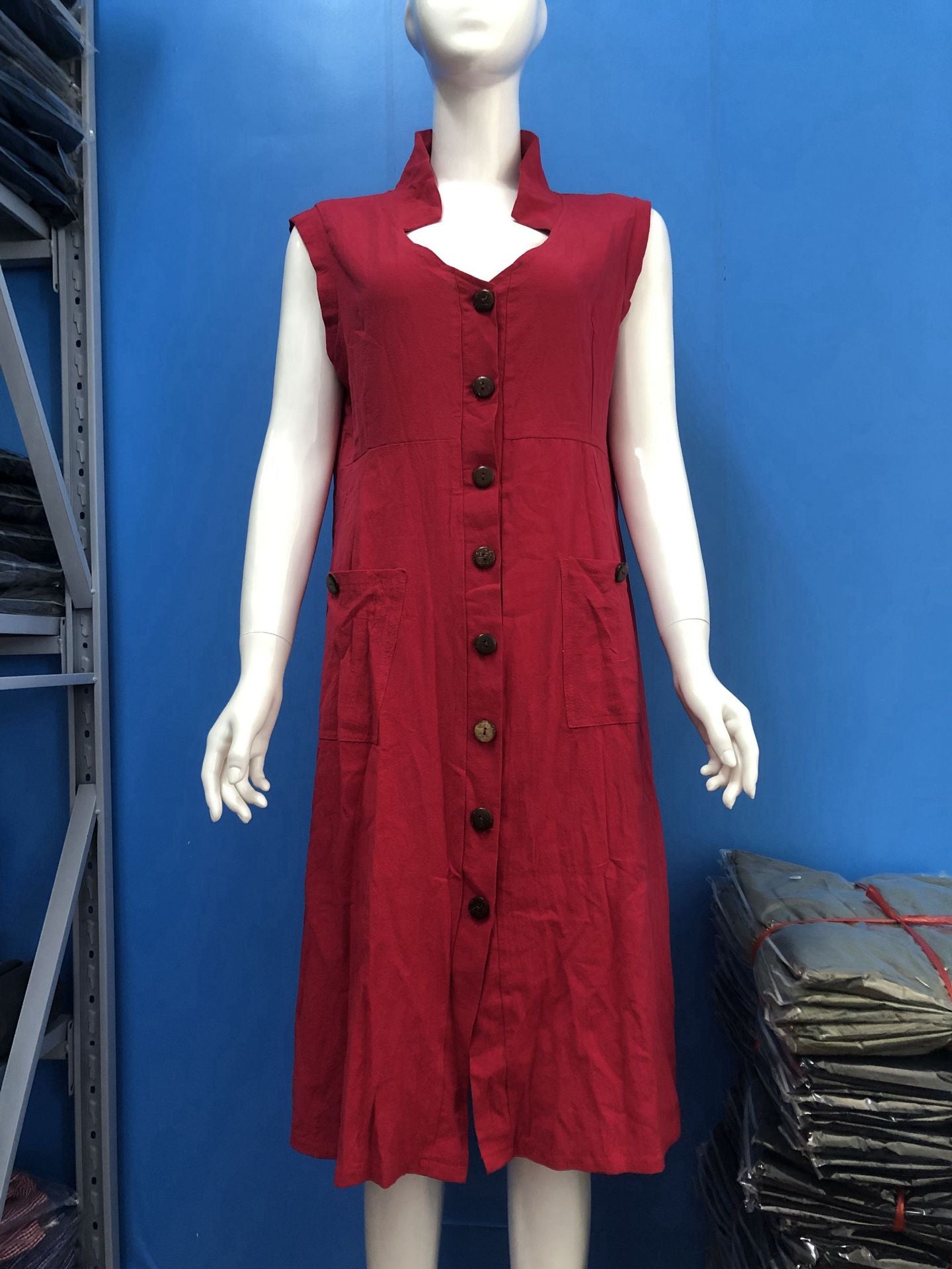 Single Breasted Clinch Dress Pocket Design Dresses