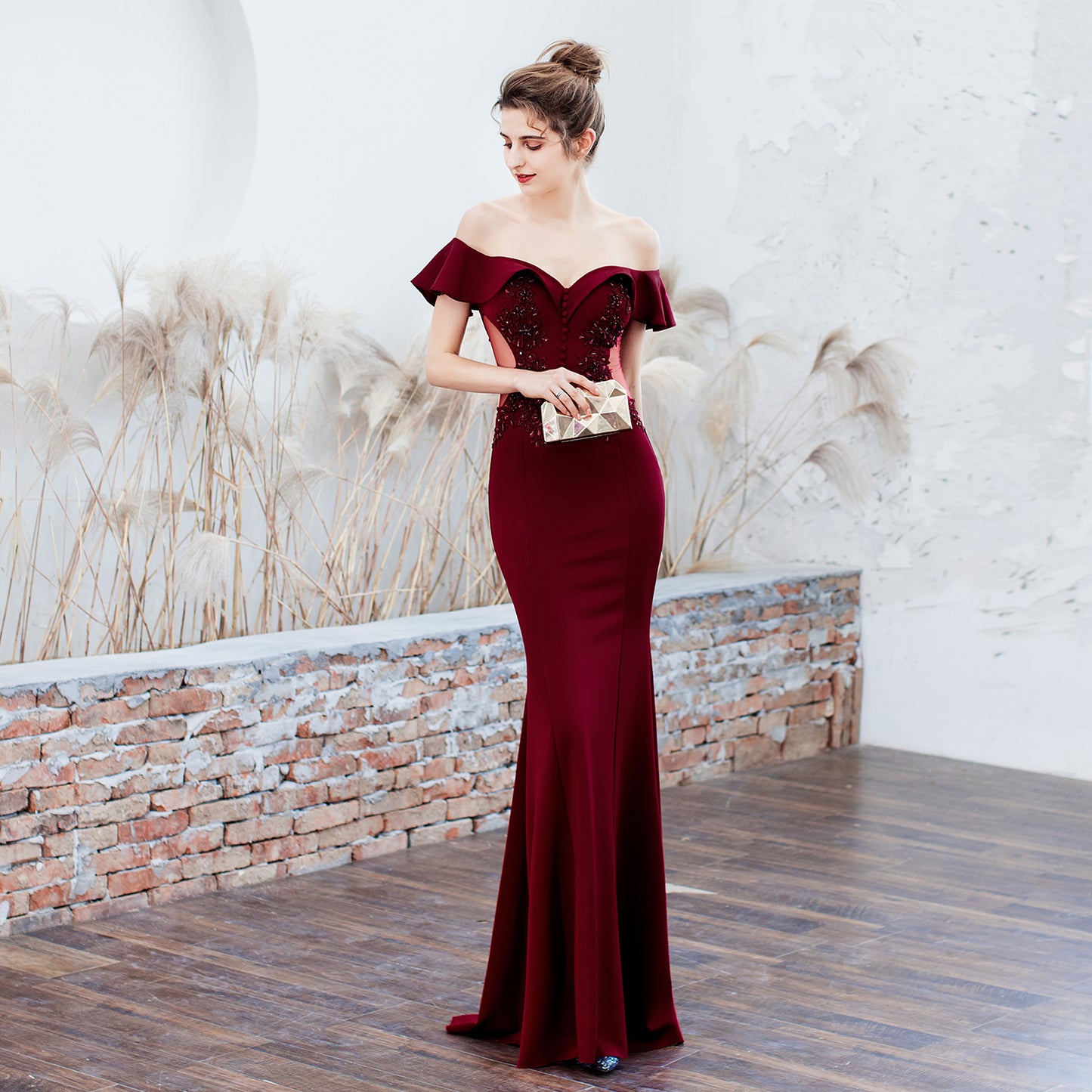 Women's Toast Bride Long Red Bardot Appreciation Dinner Skirts