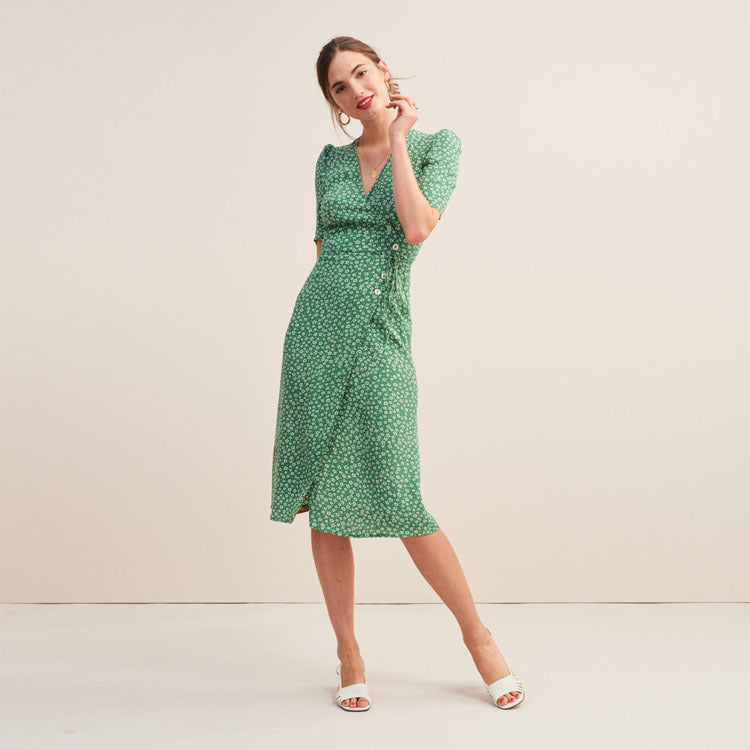 Women's Button Tea Dress Slim Summer French Dresses