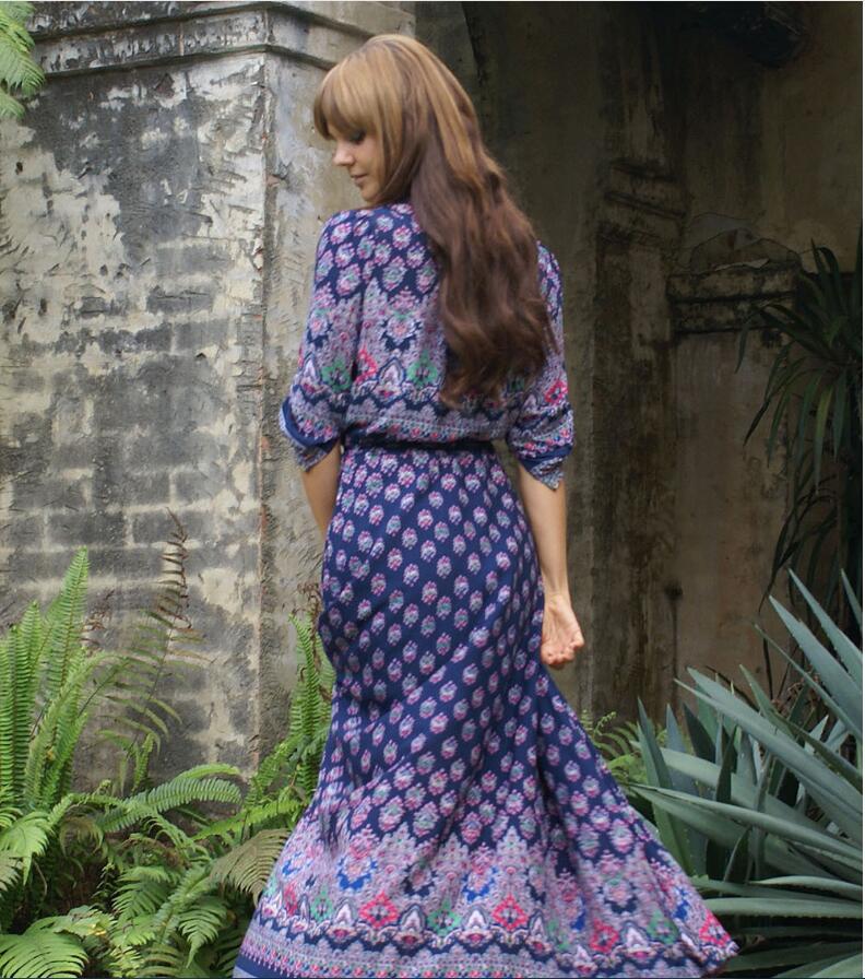 Blue Long Dress Trendy Beach Bohemian Dresses