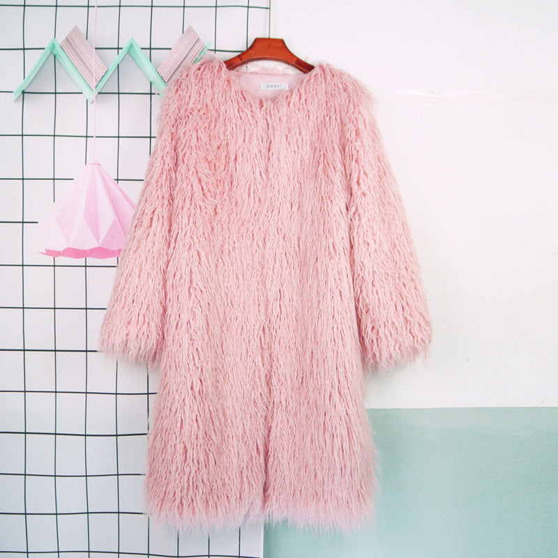 Fur Imitation Tan Wool Lamb Extended Coats