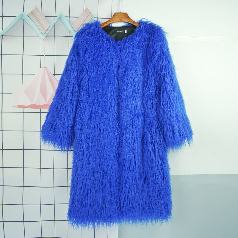 Fur Imitation Tan Wool Lamb Extended Coats