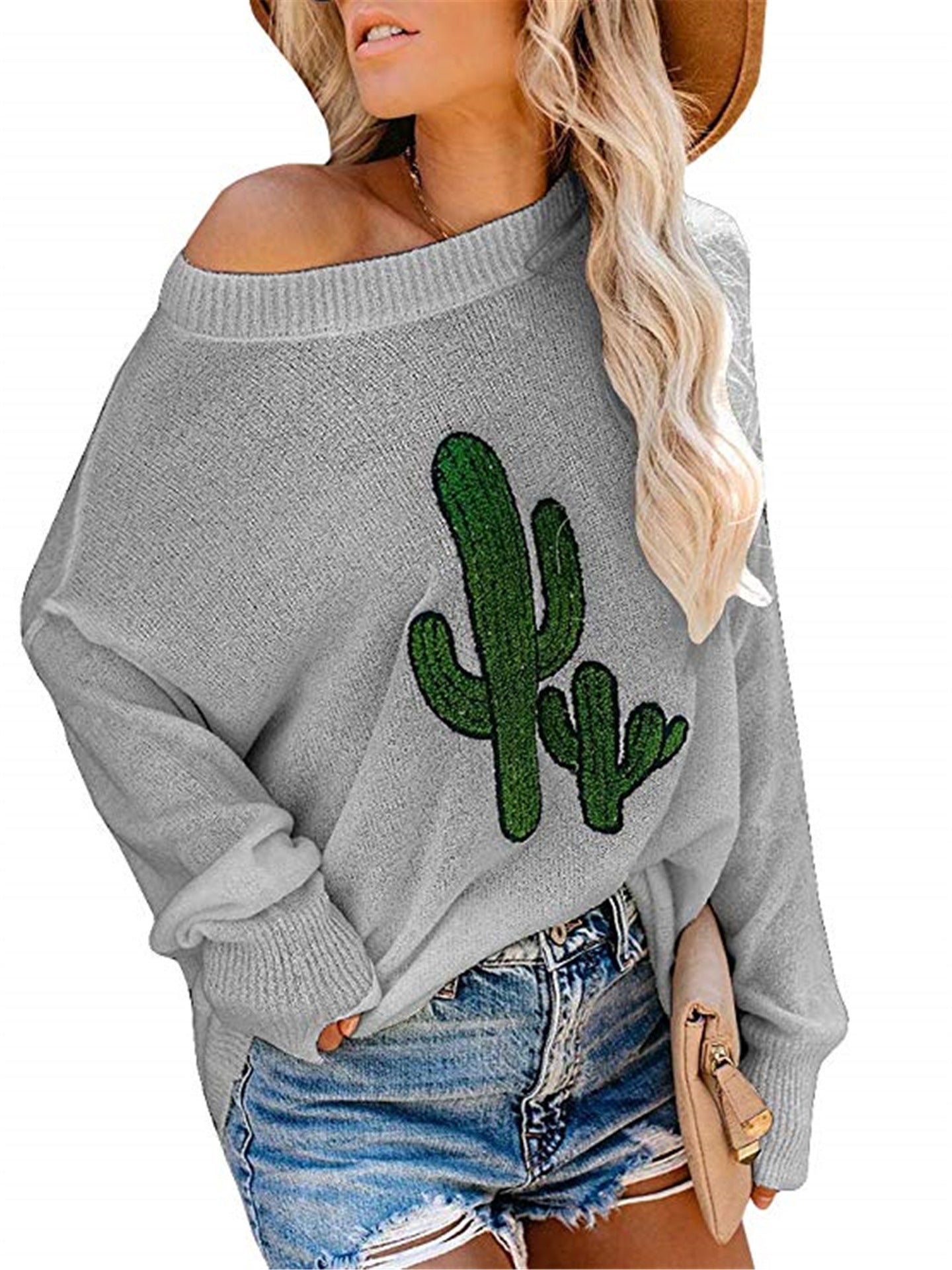 Slouchy Women's Fashion Popular Ripped Pullover Women's Sweater