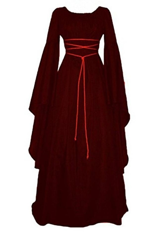 Long Sleeve Antique Style Solid Color Halloween Dresses