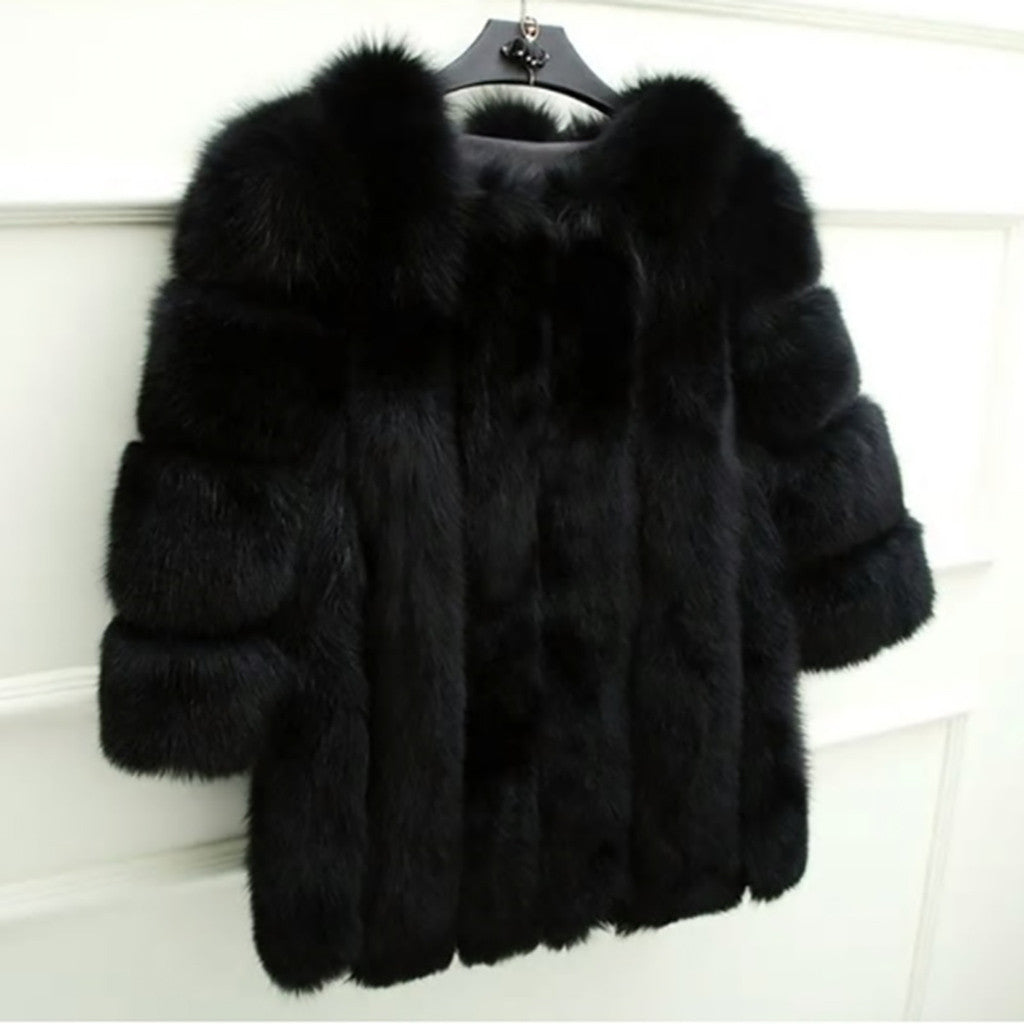 Women's Faux Fur Fox Mid-length Artificial Color Coats