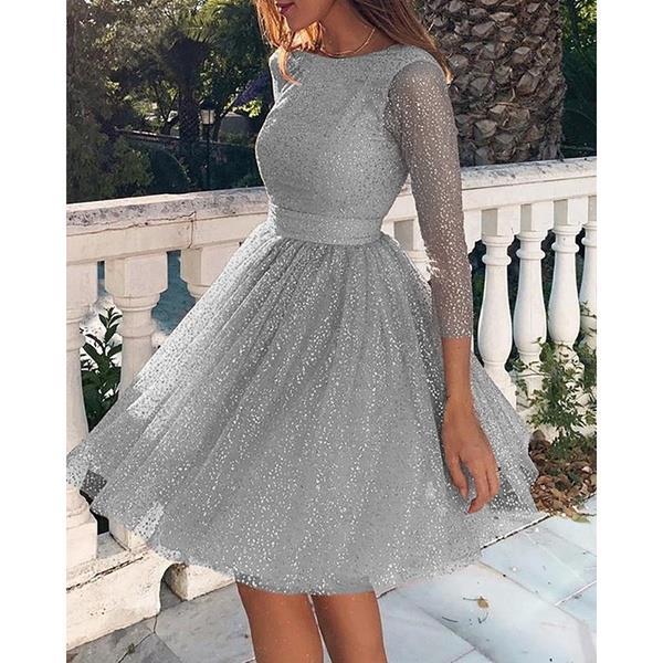 Women's Summer Fashion Long Sleeve Dress High Wedding Dresses