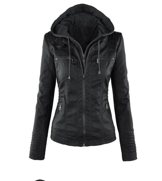 Women's Long Sleeve Solid Color Zipper Hooded Jackets