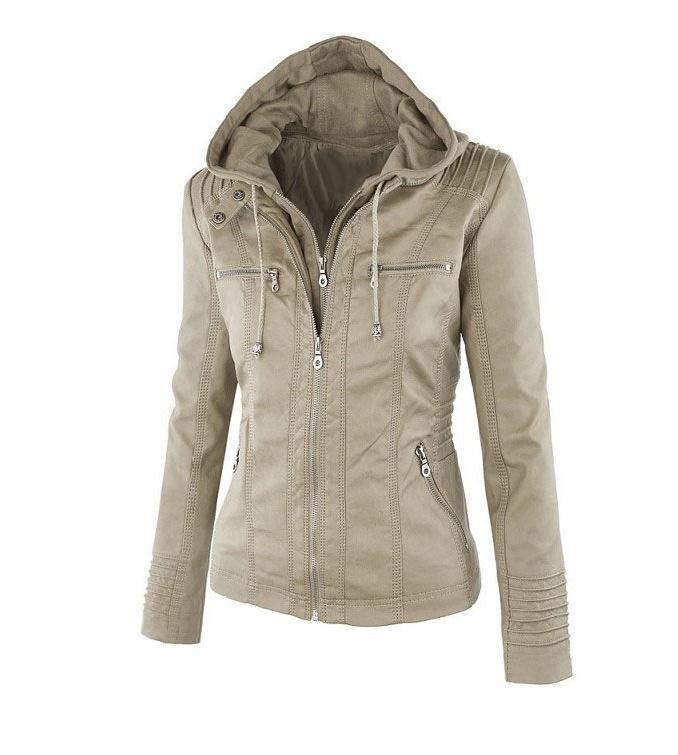 Women's Long Sleeve Solid Color Zipper Hooded Jackets