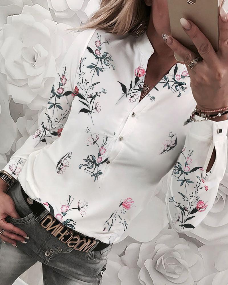 Women's Popular Long Sleeve Printed Shirt Blouses