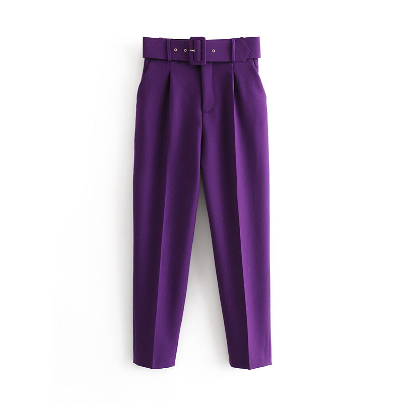 Women's Slim Fit Figure Flattering Belt Accessories Pants