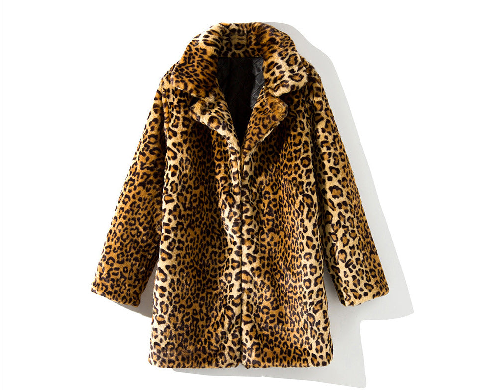 Imitation Fur Korean Female Mid-length Collar Sexy Coats