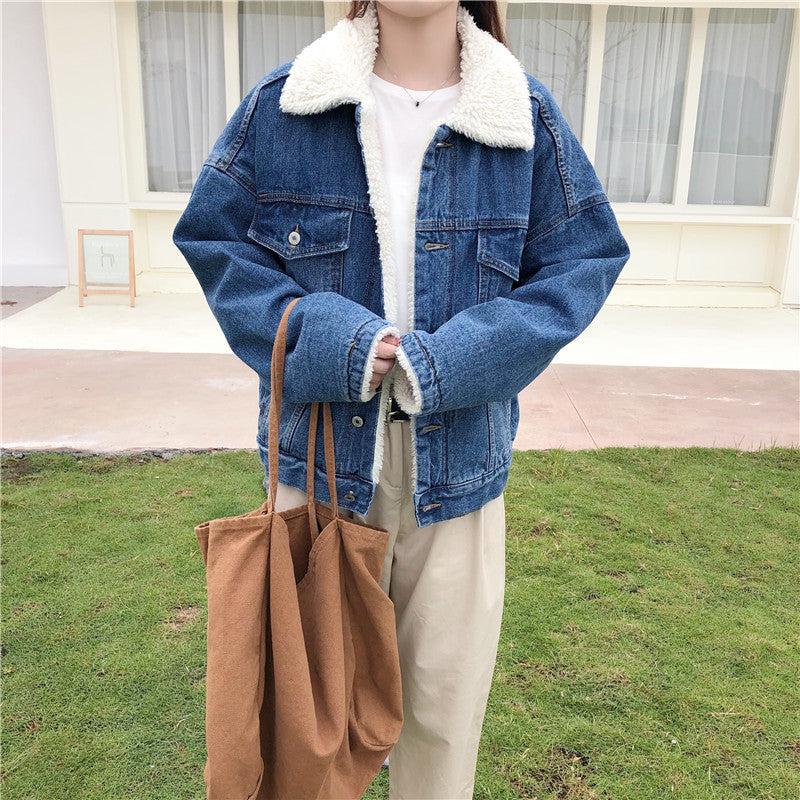 Women's Winter Korean Style Loose Thick Lamb Wool Coats