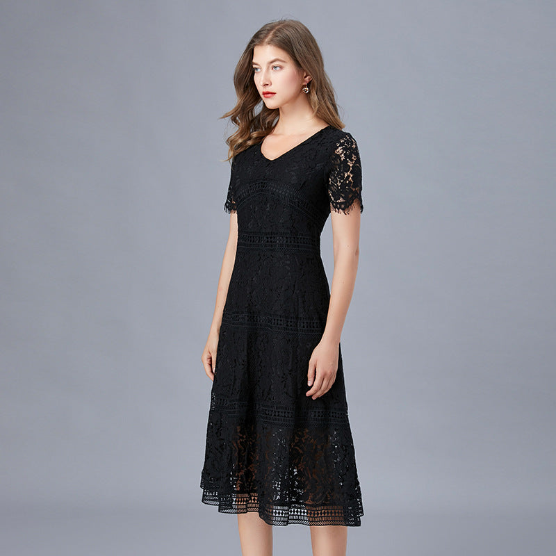 Women's Lace Dress Summer Stitching Big Swing A- Dresses