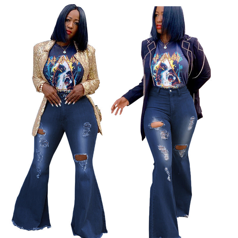 Fashion Wild Wide Leg Water Washed Jeans