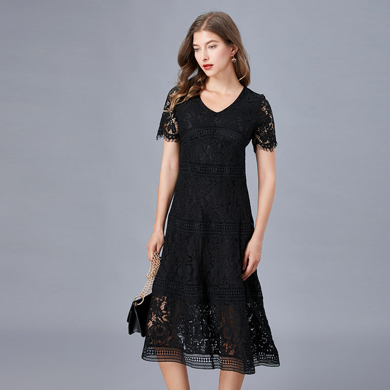 Women's Lace Dress Summer Stitching Big Swing A- Dresses