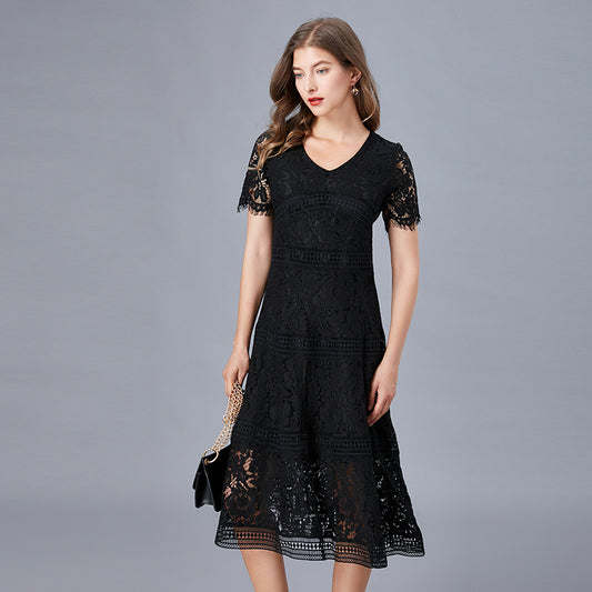 Women's Lace Dress Summer Stitching Big Swing A- Dresses