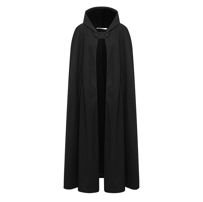 Women's Four-color Hooded Shawl Lengthened Cape Three-quarter Coats