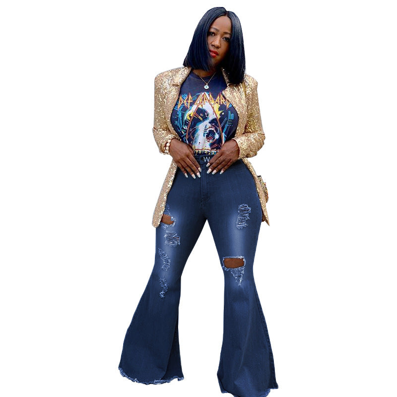 Fashion Wild Wide Leg Water Washed Jeans