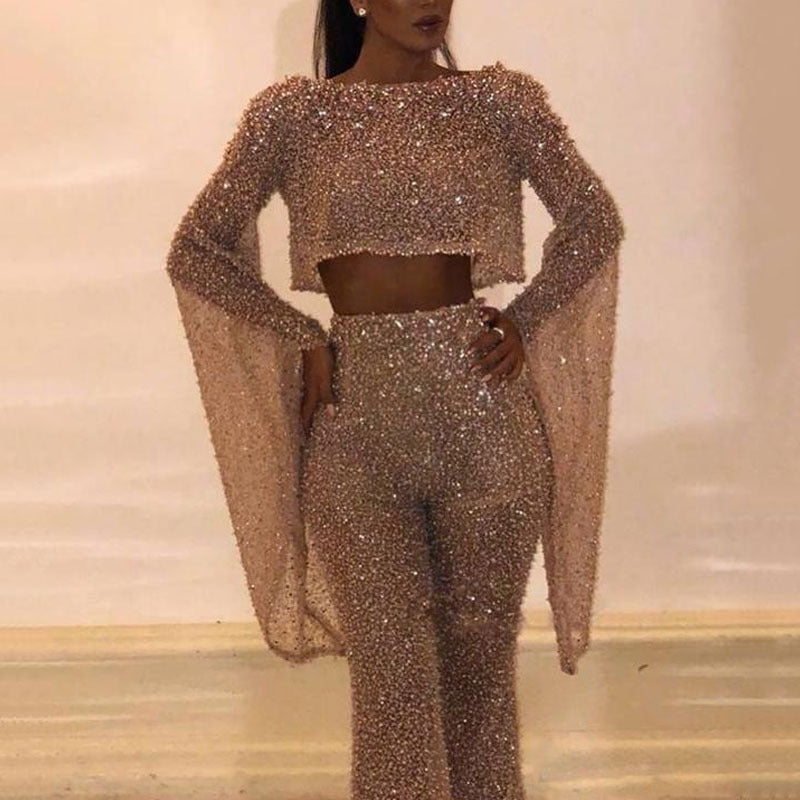 Women's Fake Two-piece Sexy Long-sleeved Backless Siamese Pants