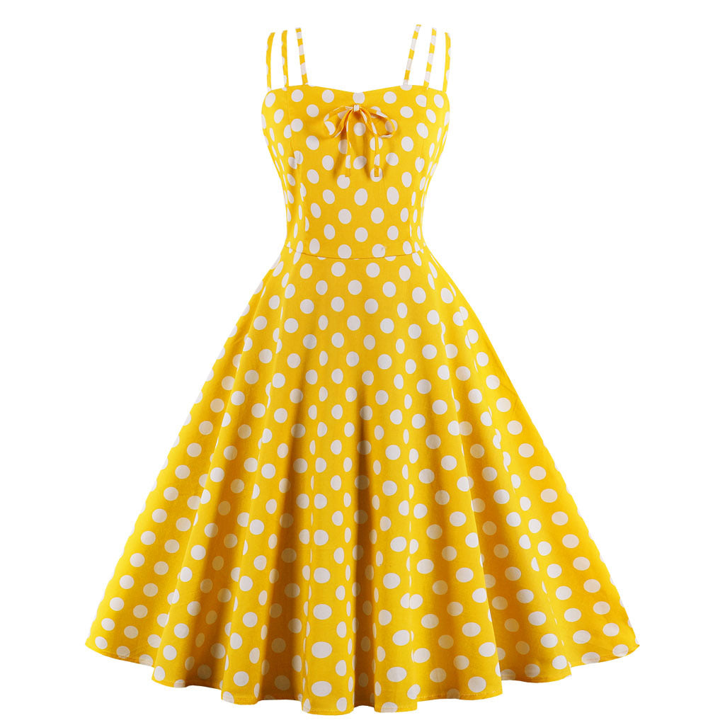 Women's Large Sling Refreshing Slim Polka Dot Dresses