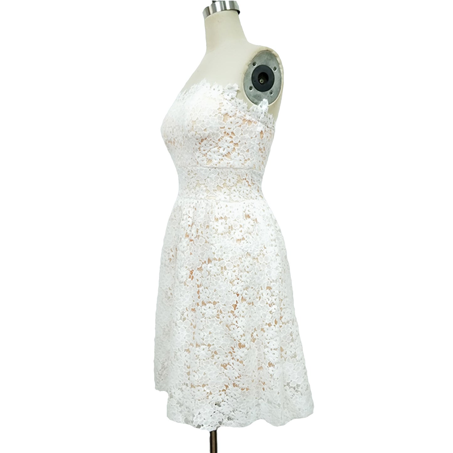 Women's White Floral Wrapped Chest Bridesmaid Puffy Dresses