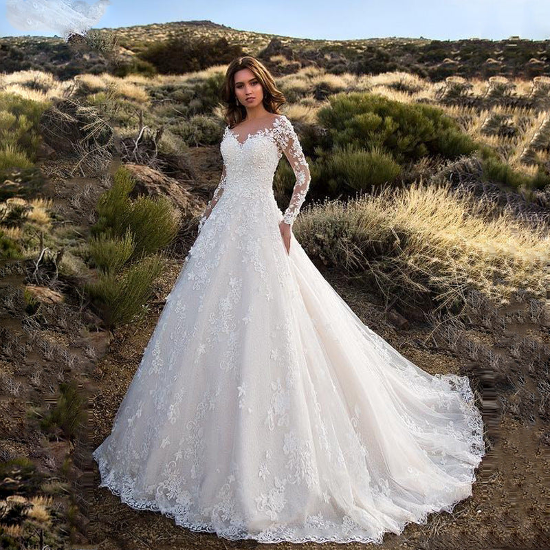 Women's Versatile Summer Long-sleeved Bridal Dress Wedding Dresses