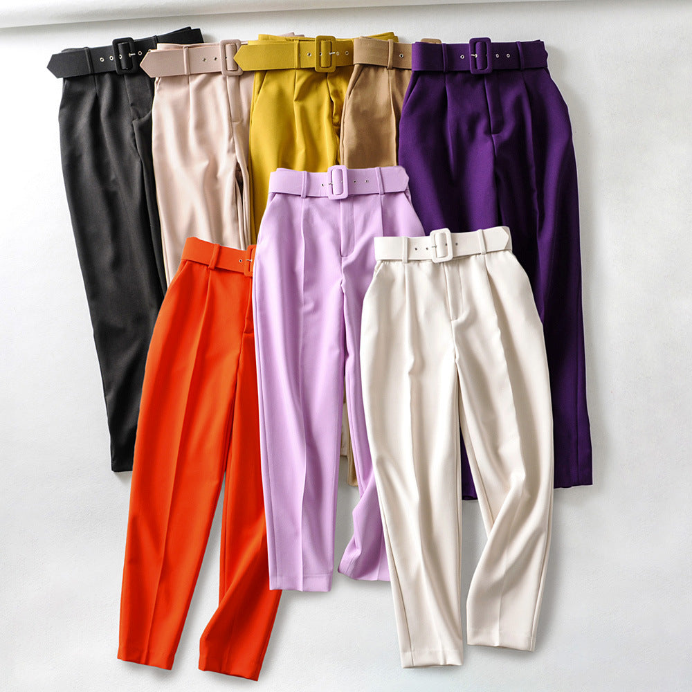Women's Slim Fit Figure Flattering Belt Accessories Pants