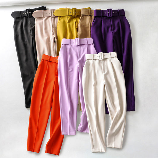 Women's Slim Fit Figure Flattering Belt Accessories Pants