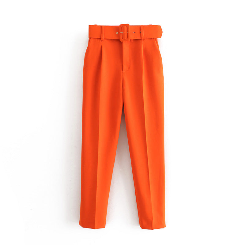Women's Slim Fit Figure Flattering Belt Accessories Pants