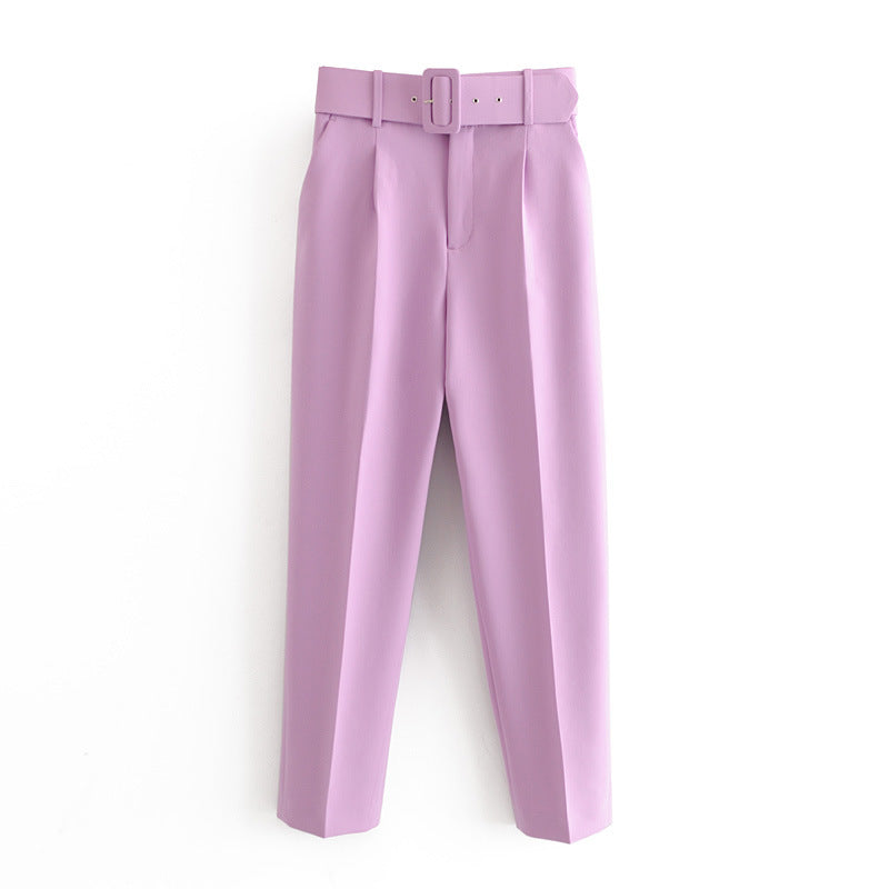 Women's Slim Fit Figure Flattering Belt Accessories Pants