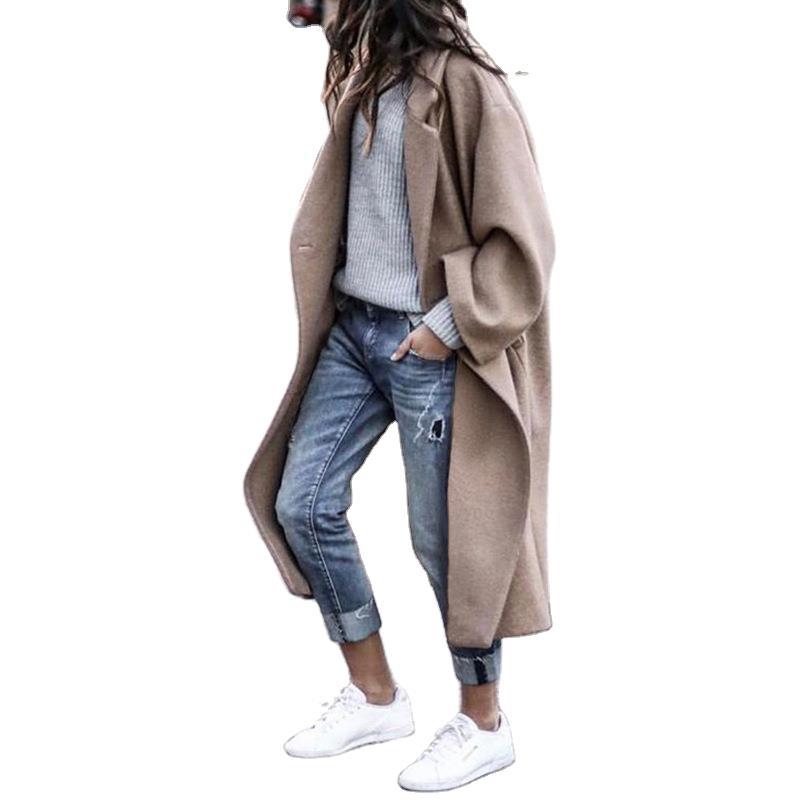 Women's Fashionable Solid Color Long Elegant Warm Coats
